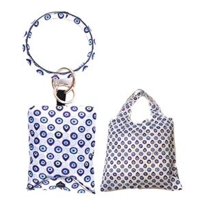 NWT Evil Eye Reusable Shopping Tote Bag Keychain 16 × 16